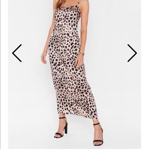 Nasty Gal Satin leopard midi dress